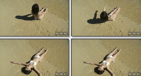 躺下的沙滩美女实拍片段