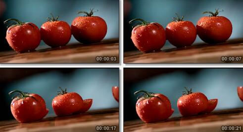 三个番茄别一刀切开实拍片段