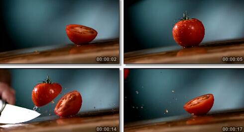番茄被切开实拍片段