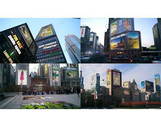 都市建筑物上的大屏商业广告AE模板