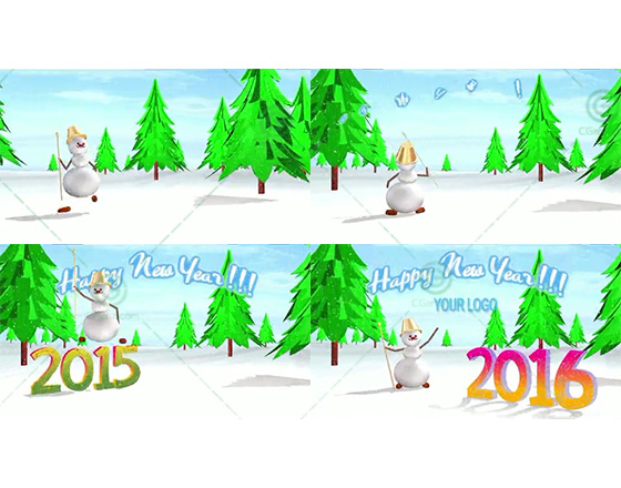 滑稽小雪人祝你2016新年快樂的3D動畫AE模板
