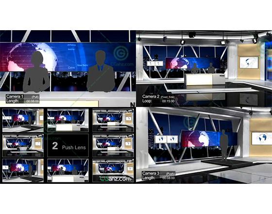 三维效果的虚拟新闻演播室AE包装模板