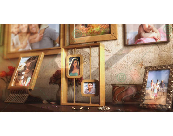 温馨幸福的家庭相片组合展示墙AE模板