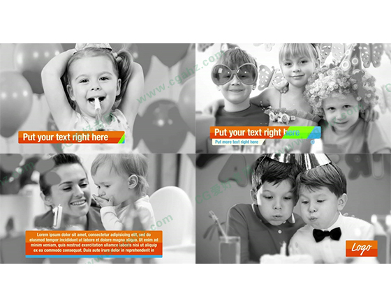 儿童节为主题的图片展示AE模板