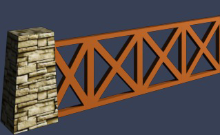 石柱木头栏杆模型
