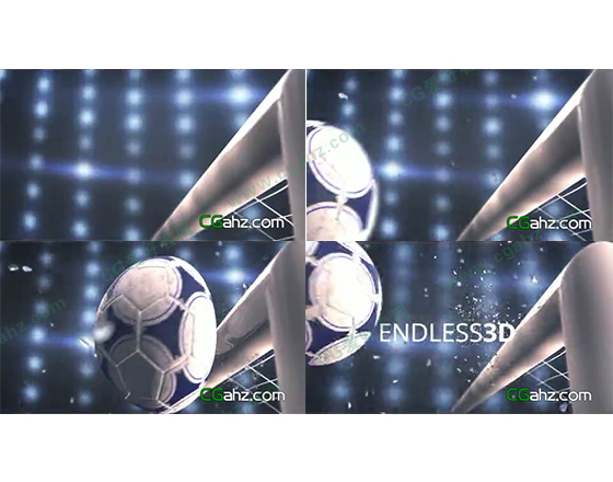 足球碰撞到门框上后又弹出文字标题的动画AE模板
