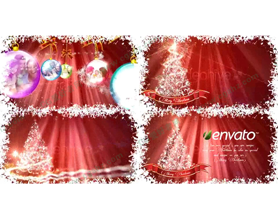 《圣诞节的问候》雪花边框视频贺卡AE 模板