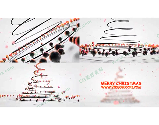 彩球汇聚成圣诞树的片头动画AE模板