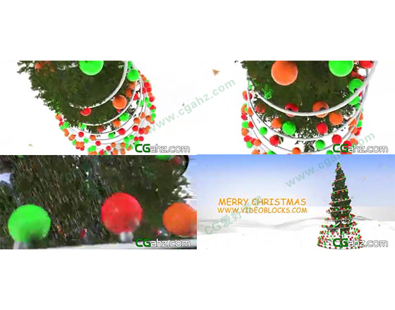 彩灯环绕的圣诞树文字标题片头AE模板