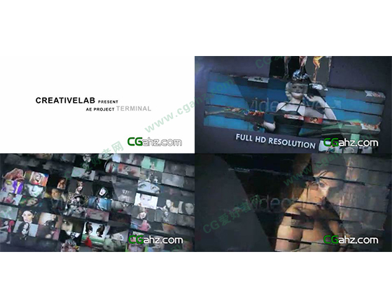 超酷3D翻转效果的图片，视频墙展示AE模板