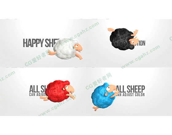 快樂蹦跳的萌趣小綿羊3D動畫AE模板