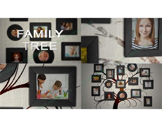 简约雅致的家庭相片墙展示AE模板