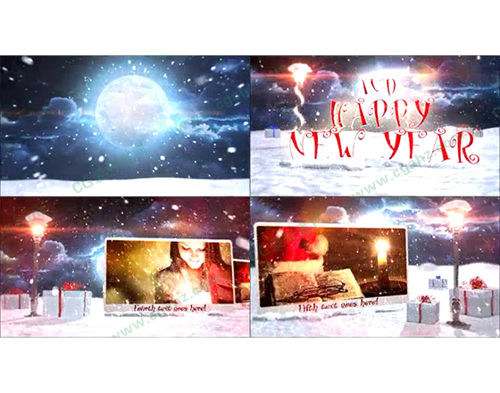 漫天飞雪的魔法圣诞平安夜AE宣传模板