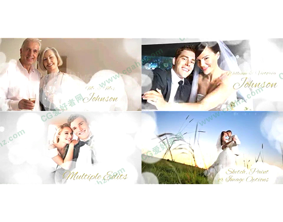 清新雅致的白色光斑主题婚礼全套AE模板