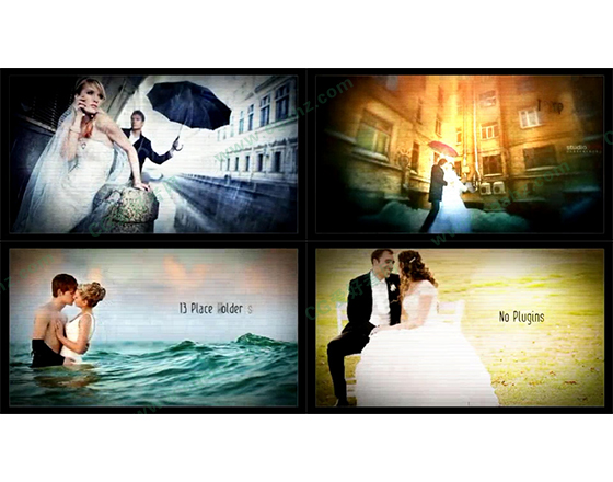 幻灯片一样播放的婚礼相片展示AE工程