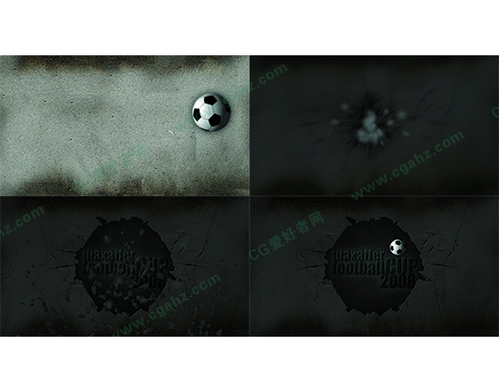 用足球踢破石墻,世界杯宣傳片頭AE模板