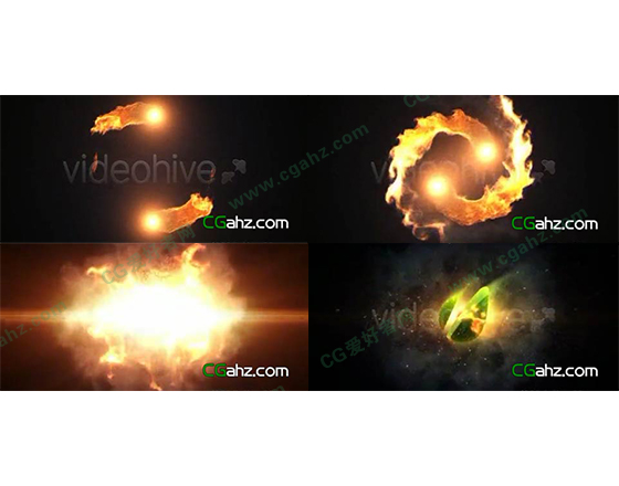 震撼的火球碰撞logo揭示片头AE工程