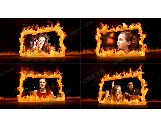 震撼火焰边框燃烧的图片展示AE模板