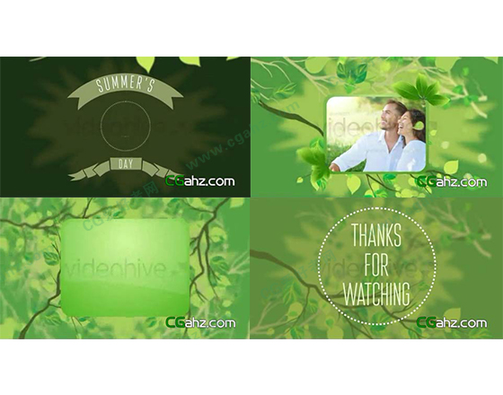 自然清爽的绿叶相片展示AE模板