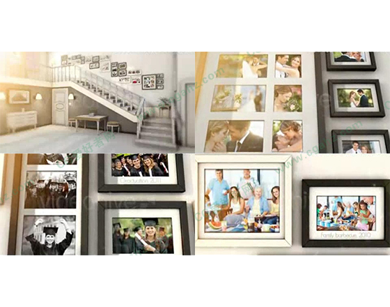 温馨家庭照片墙AE模板