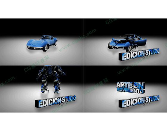 汽车变形3D logo演绎AE模板