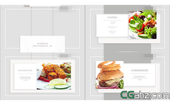现代餐厅宣传滑动切换图文展示介绍AE模板