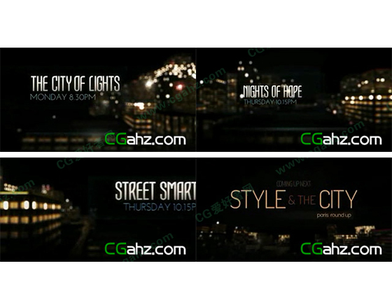 燈光微微閃爍的城市夜景字幕展示AE