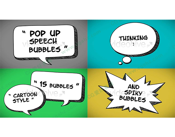 动态卡通动画语音泡泡弹出对话框AE模板