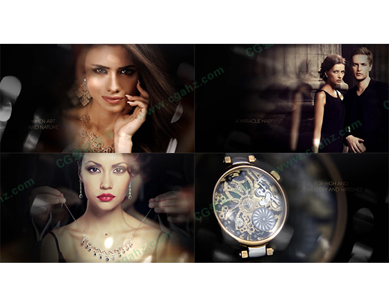 梦幻背景时尚奢华奢侈品钻石手表展示AE模板