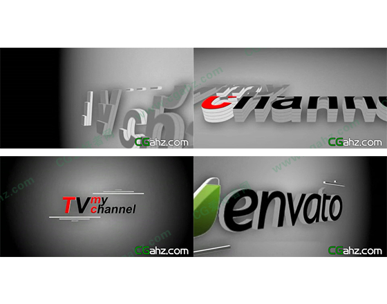 简洁电视频道三维logo开场片头AE模板