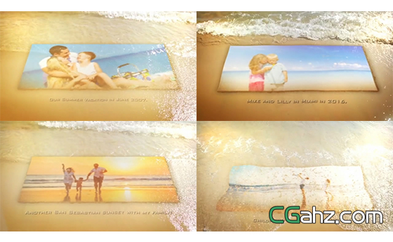 夏日沙滩海水浮动粒子转换动态幻灯片AE模板