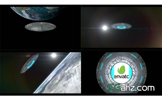 外太空飞来的UFO和logo揭示AE模板