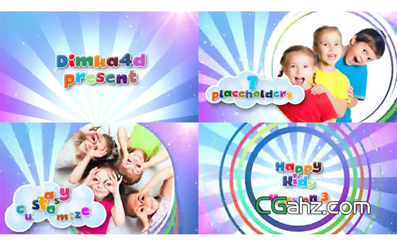 缤纷圆形彩虹的儿童主题包装片头AE模板
