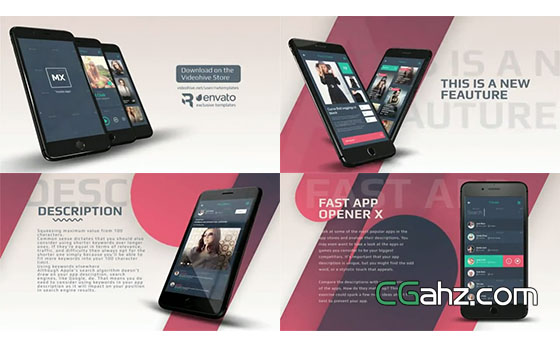 快速的手机APP应用程序宣传推广片头AE模板