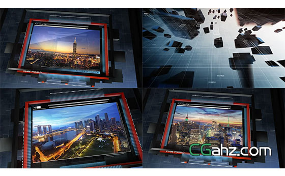 科技感三维方块新闻片头栏目包装展示AE模板