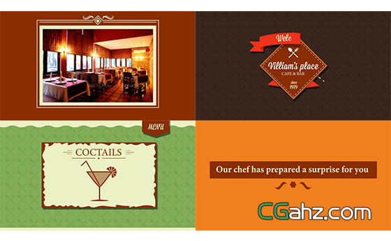 餐厅咖啡厅酒吧MG动画宣传片展示AE模板