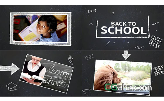 黑板粉笔儿童学生绘画视频图片展示AE模板