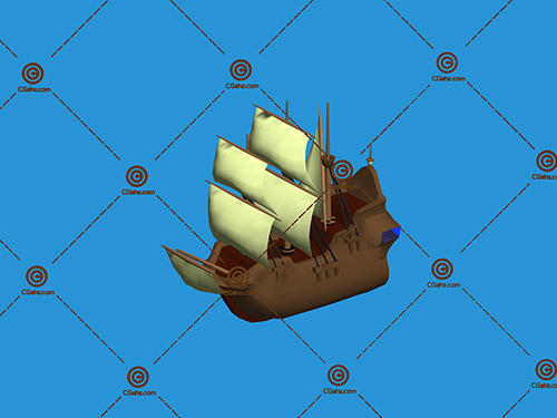 木头帆船3D模型