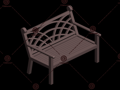 木制双人椅3D模型下载