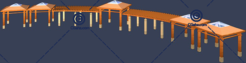 带亭子的木制景观廊架3D模型下载