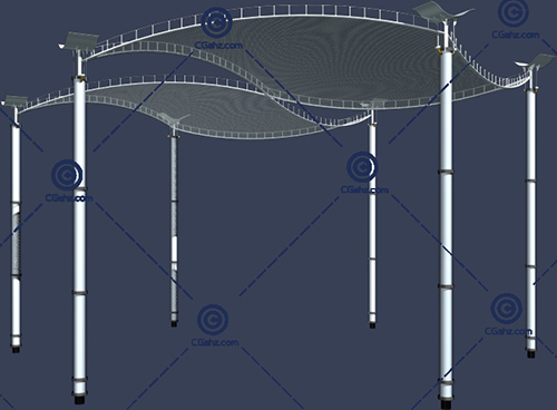 网架结构的景观廊架3D模型下载