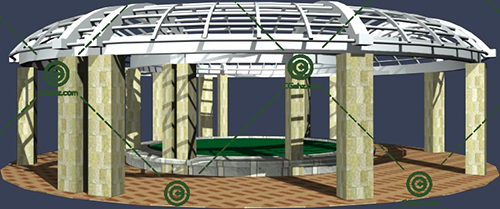 圆形的景观廊架3D模型免费下载