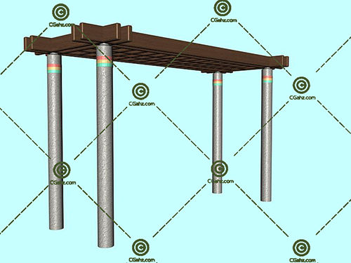 结构简单的景观廊架3D模型下载