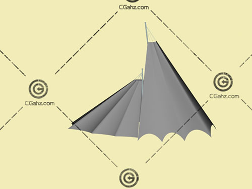 遮阳伞组合的张拉膜3D模型下载