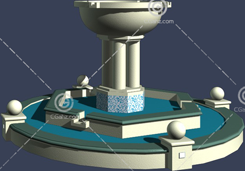 3层的喷泉3D模型下载