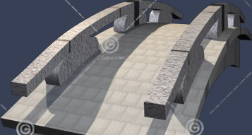 带护栏的拱形石桥3D模型下载