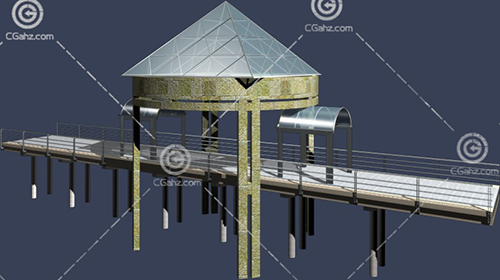 带有玻璃顶棚的小桥3D模型下载