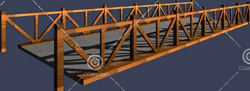 带有木质护栏的小桥3D模型下载