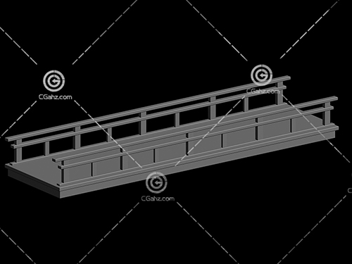 带有护栏的小桥3D模型下载