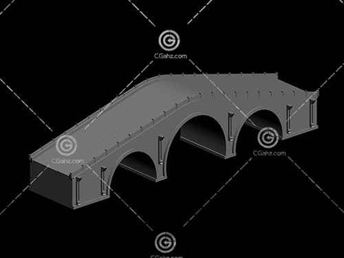 带有三个桥洞的拱桥3D模型下载